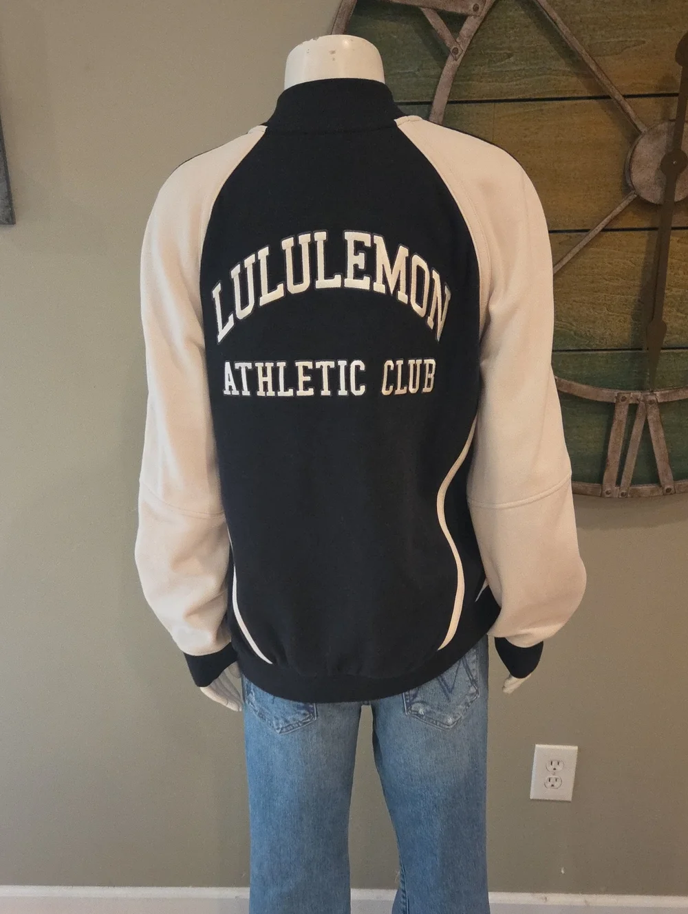 lululemon athletica Oversized Collegiate Black & Cream Varsity Jacket